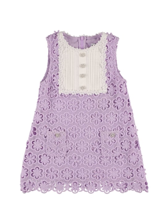 Self-portrait: Floral lace dress w/ decorative buttons - Light Purple - kids-girls_0 | Luisa Via Roma