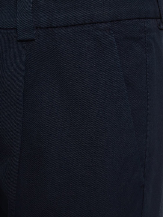 Brunello Cucinelli: Pantalon droit en gabardine de coton - Bleu Marine - men_1 | Luisa Via Roma
