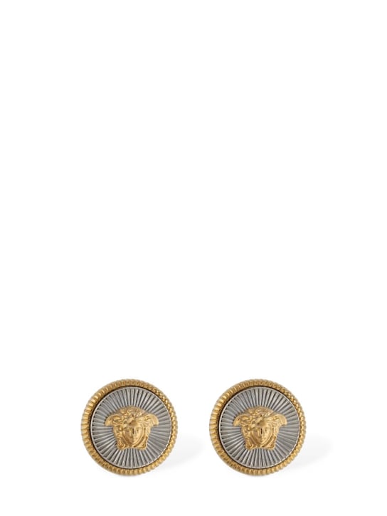 Versace: Orecchini Medusa Coin - Argento/Oro - women_0 | Luisa Via Roma