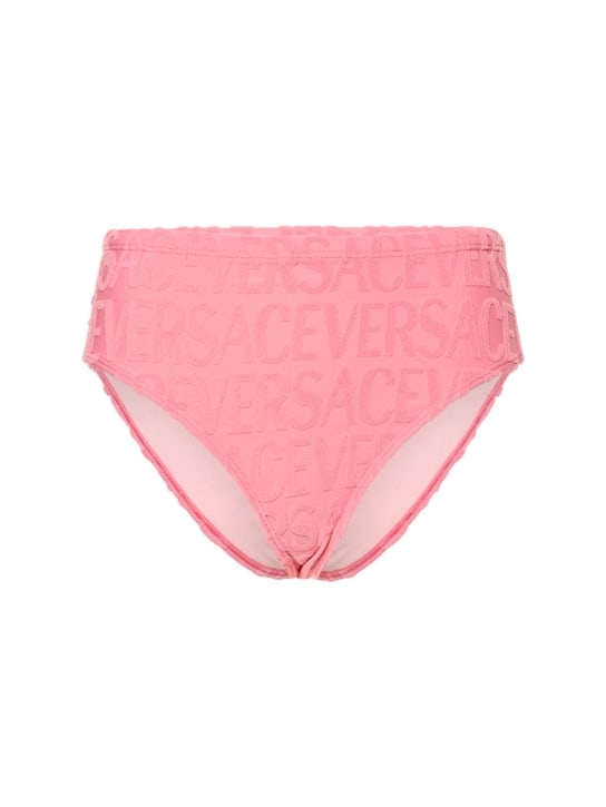 Versace: Dua Lipa terry jacquard bikini bottoms - Pink - women_0 | Luisa Via Roma