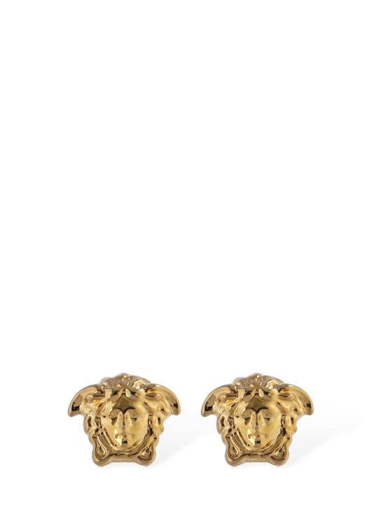 Versace: Medusa stud earrings - Gold - men_0 | Luisa Via Roma