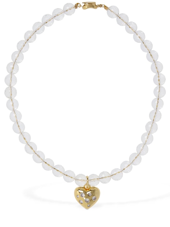 Timeless Pearly: Heart charm collar necklace - Gold - women_0 | Luisa Via Roma