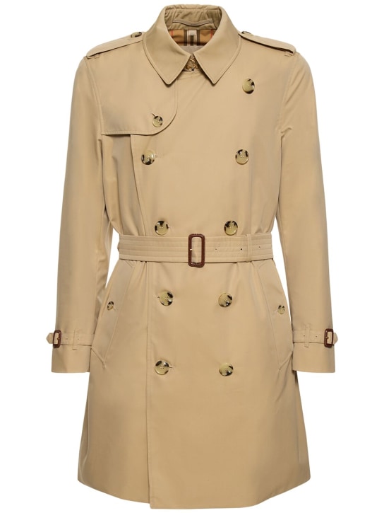 Burberry: Trench-coat en coton Kensington - Miel - men_0 | Luisa Via Roma