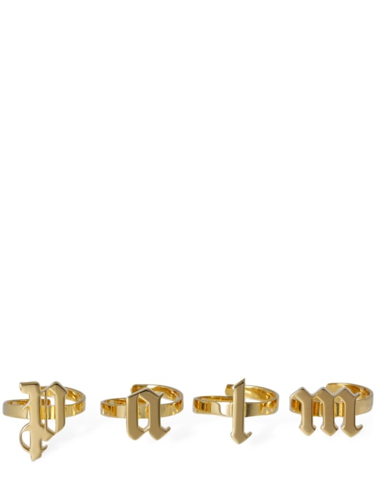Palm Angels: Set anelli Gothic Palm - Oro - men_0 | Luisa Via Roma