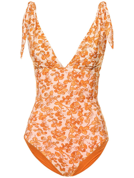 Etro: Printed Lycra one piece swimsuit - Multi/Orange - women_0 | Luisa Via Roma