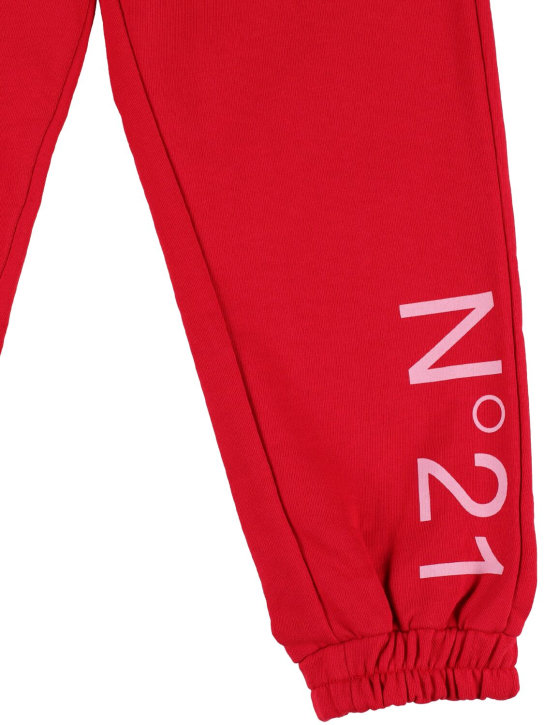 N°21: Logo print cotton jersey sweatpants - Red - kids-girls_1 | Luisa Via Roma