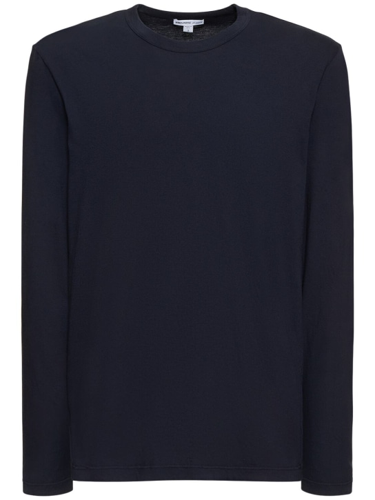 James Perse: Suéter de algodón ligero con cuello redondo - men_0 | Luisa Via Roma