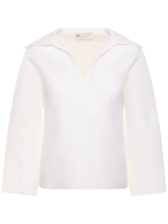 Tory Burch: Cotton silk gazar tunic shirt - White - women_0 | Luisa Via Roma