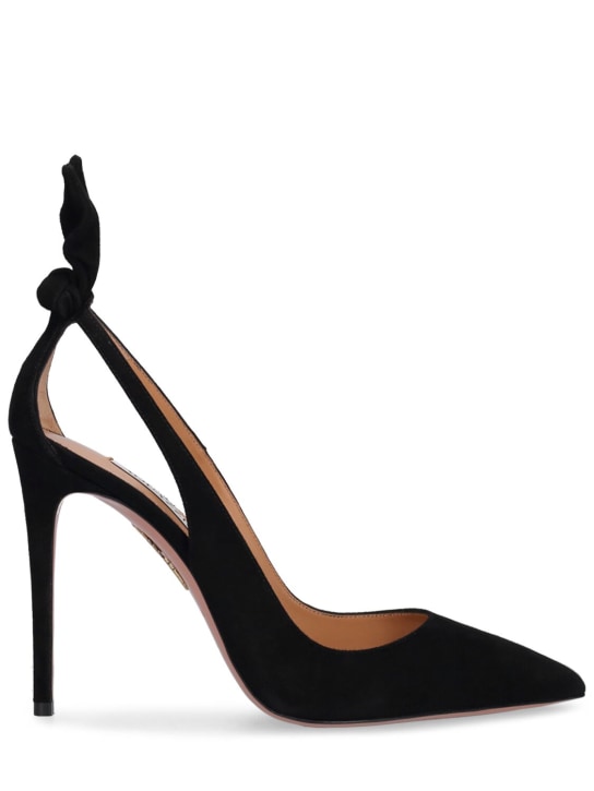 Aquazzura: Zapatos de tacón Bow Tie de ante 105mm - Negro - women_0 | Luisa Via Roma