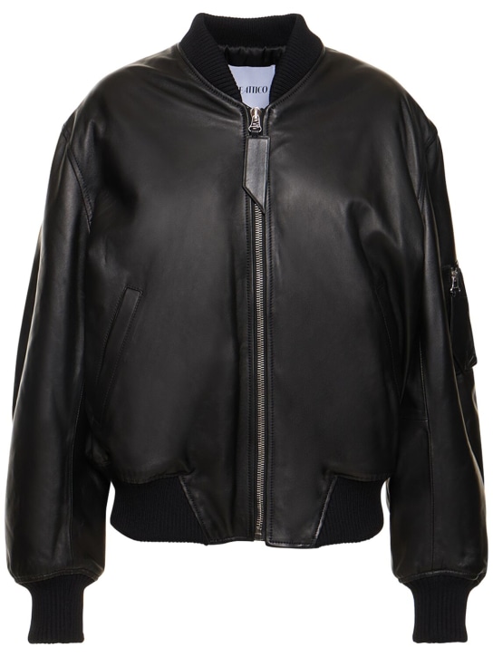 The Attico: Anja Napa leather bomber jacket - Black - women_0 | Luisa Via Roma