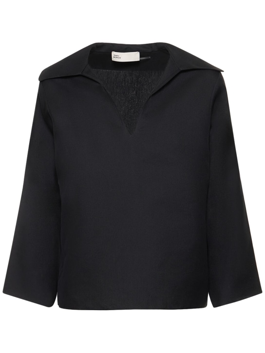 Tory Burch: Cotton Silk gazar tunic shirt - Black - women_0 | Luisa Via Roma
