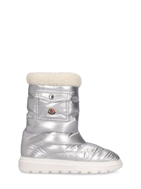 Moncler: Petit Gaia Pocket snow boots - Silver - kids-girls_0 | Luisa Via Roma