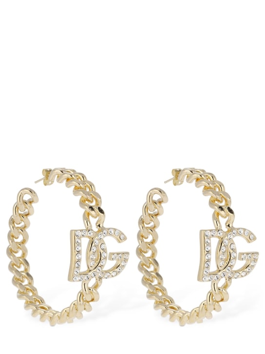 Dolce&Gabbana: Orecchini a cerchio DG Diva con cristalli - Oro/Cristallo - women_0 | Luisa Via Roma