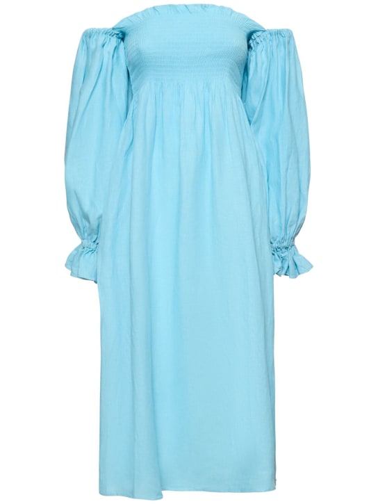 Sleeper: Atlanta linen midi dress - Blue - women_0 | Luisa Via Roma
