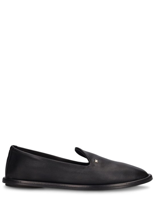 Max Mara: 10mm Leen leather flat shoes - Black - women_0 | Luisa Via Roma