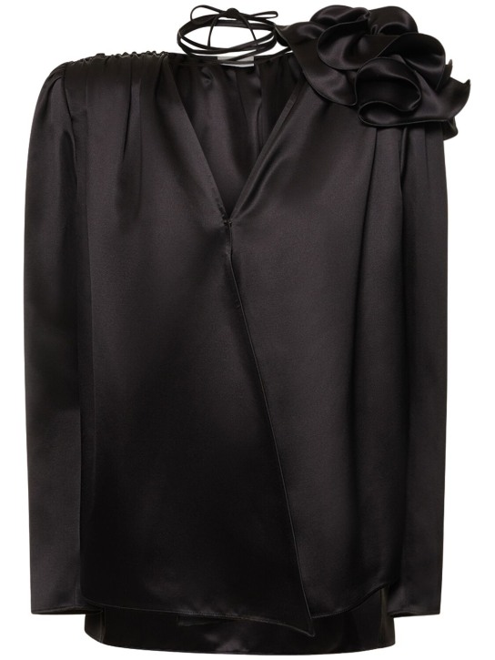 Magda Butrym: Silk chiffon shirt - Black - women_0 | Luisa Via Roma