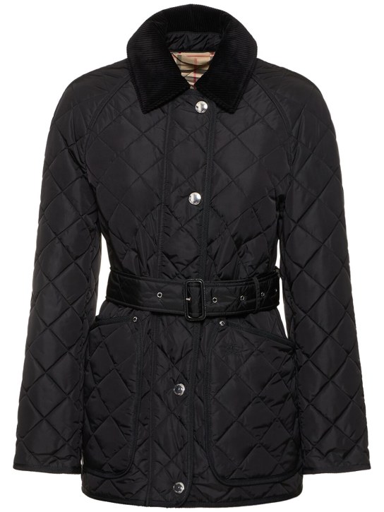 Burberry: "Penston" quilted jacket w/ belt - Black - women_0 | Luisa Via Roma
