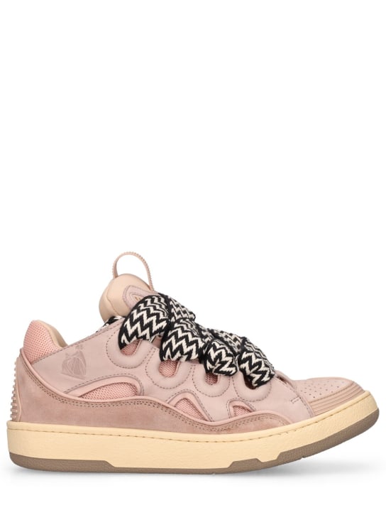 Lanvin: 30mm Curb leather & mesh sneakers - Pink - women_0 | Luisa Via Roma