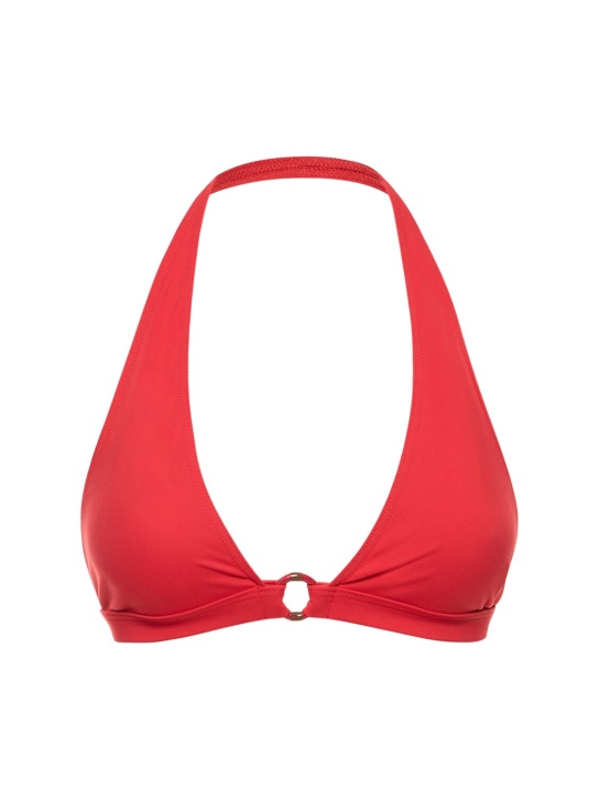 Loro Piana: Ring marine triangle jersey bikini top - Red - women_0 | Luisa Via Roma