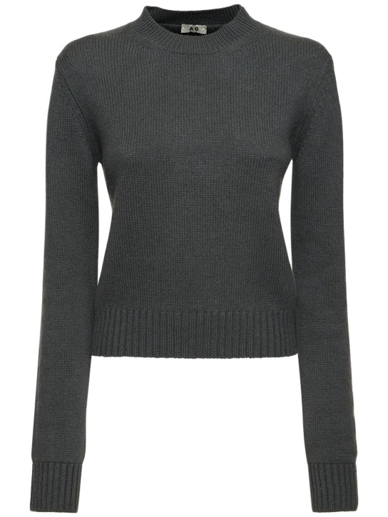 Annagreta: Marina cashmere crewneck sweater - Grey - women_0 | Luisa Via Roma