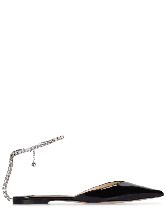 Jimmy Choo: Zapatos planos de charol 10mm - Negro/Cristal - women_0 | Luisa Via Roma