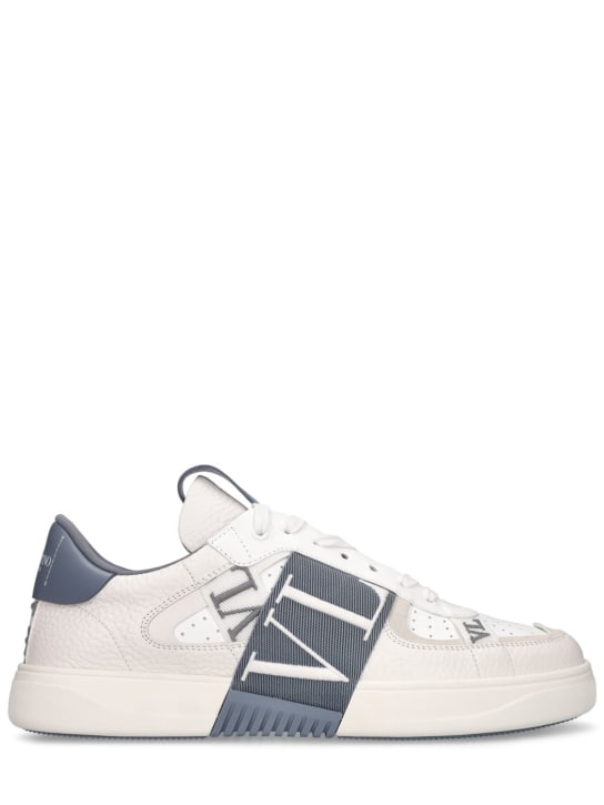 Valentino Garavani: Vl7n leather low top sneakers - White/Blue - men_0 | Luisa Via Roma