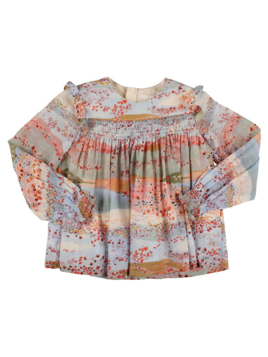Chloé: Printed wool gauze shirt - kids-girls_0 | Luisa Via Roma
