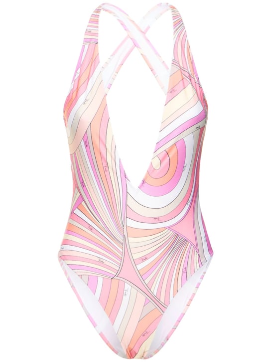 Pucci: Iride printed Lycra one piece swimsuit - Multicolor - women_0 | Luisa Via Roma