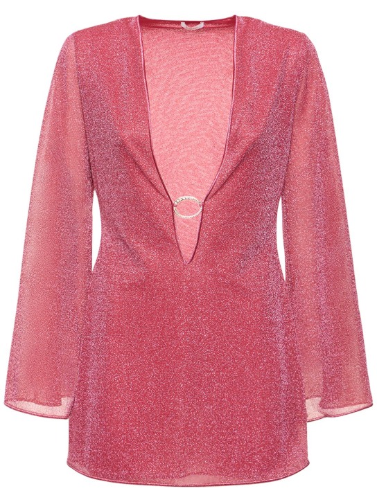 Oséree Swimwear: Lumiere lurex mini kaftan dress - Pink - women_0 | Luisa Via Roma