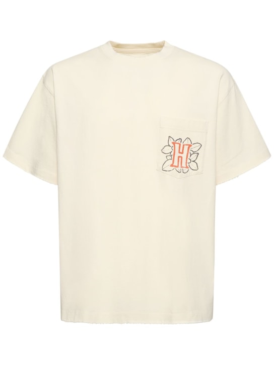 Honor the Gift: T-shirt en jersey avec poche fleurie B-Summer - Beige - men_0 | Luisa Via Roma