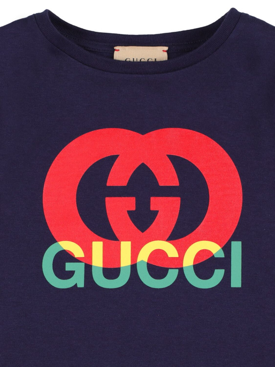 Gucci: T-shirt en jersey de coton - Bleu Foncé - kids-boys_1 | Luisa Via Roma