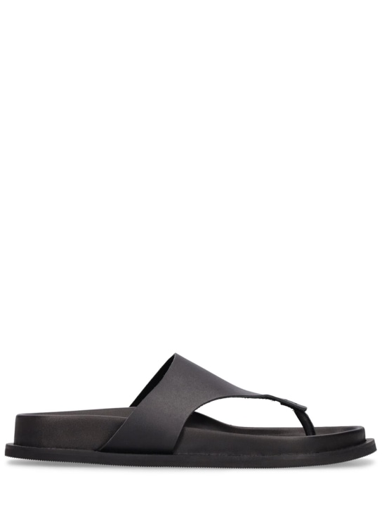 St. Agni: 30mm Minimal leather thong sandals - Black - women_0 | Luisa Via Roma