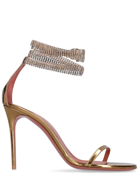 Amina Muaddi: LVR Exclusive Giorgia mirror sandals - Gold - women_0 | Luisa Via Roma