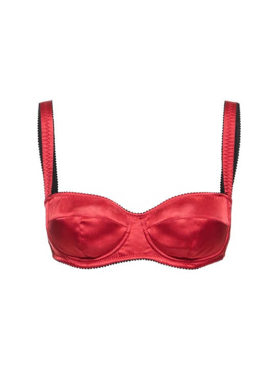 Dolce&Gabbana: Sostén de satén de seda - Rojo - women_0 | Luisa Via Roma