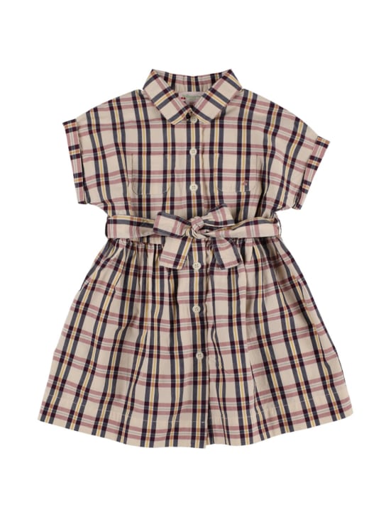 Bonpoint: Check print cotton shirt dress w/belt - Multicolor - kids-girls_0 | Luisa Via Roma
