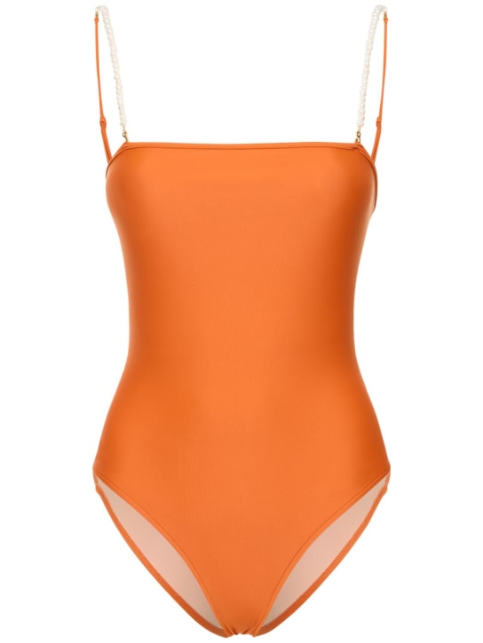 Dolla Paris: Lola one piece swimsuit w/beaded straps - Arancione - women_0 | Luisa Via Roma