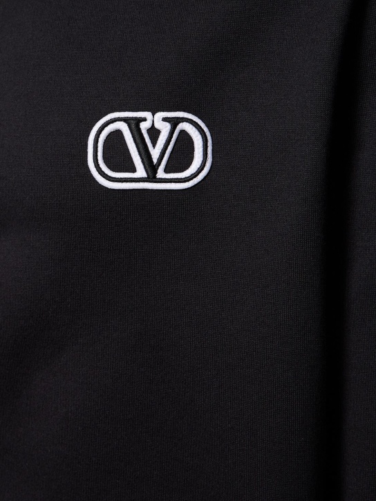Valentino: Cotton sweatshirt hoodie w/ logo - Black - men_1 | Luisa Via Roma