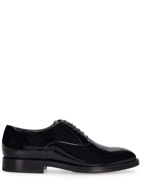 Brunello Cucinelli: Patent leather oxford lace-up shoes - men_0 | Luisa Via Roma