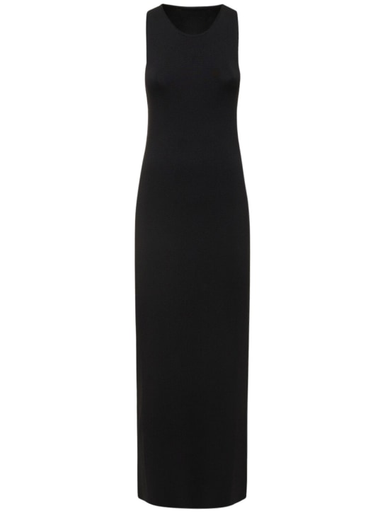 Matteau: Open back viscose knit maxi dress - Black - women_0 | Luisa Via Roma