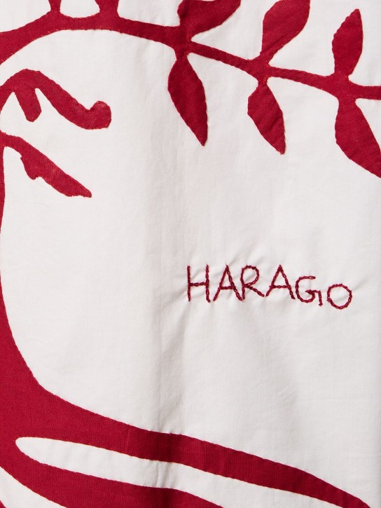 Harago: Kurzarmhemd aus Baumwolle mit Blattapplikation - Weiß/Rot - women_1 | Luisa Via Roma