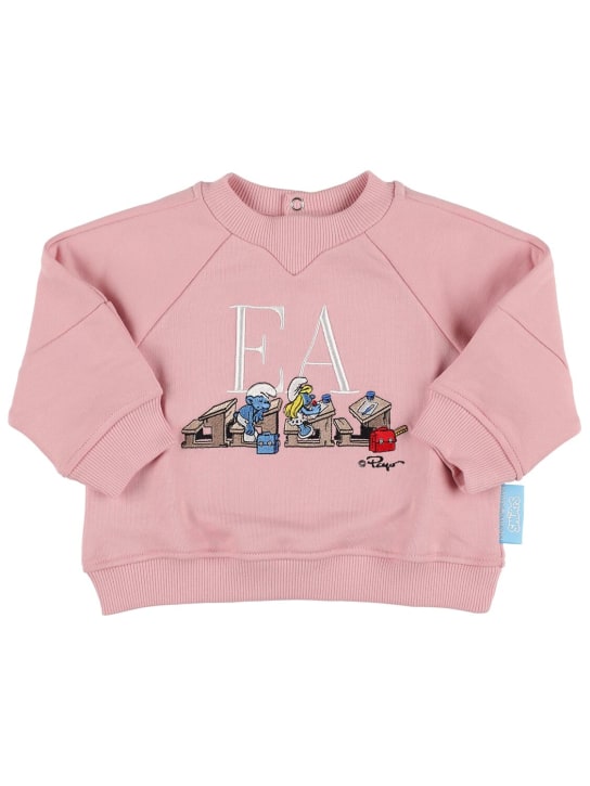 Emporio Armani: Sweatshirt aus Baumwolle mit Stickerei - Rosa - kids-girls_0 | Luisa Via Roma