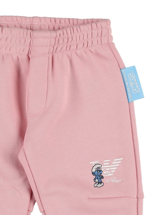Emporio Armani: Smurfs organic cotton sweatpants - Pink - kids-girls_1 | Luisa Via Roma