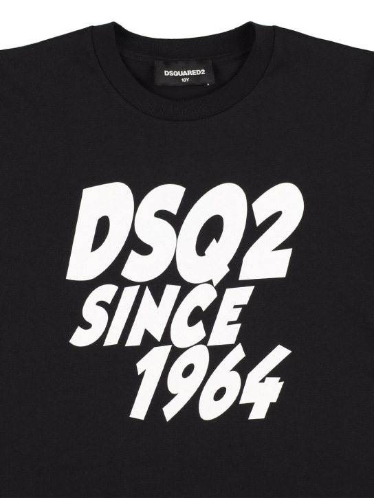 Dsquared2: T-Shirt aus Baumwolljersey mit Logo - Schwarz - kids-boys_1 | Luisa Via Roma