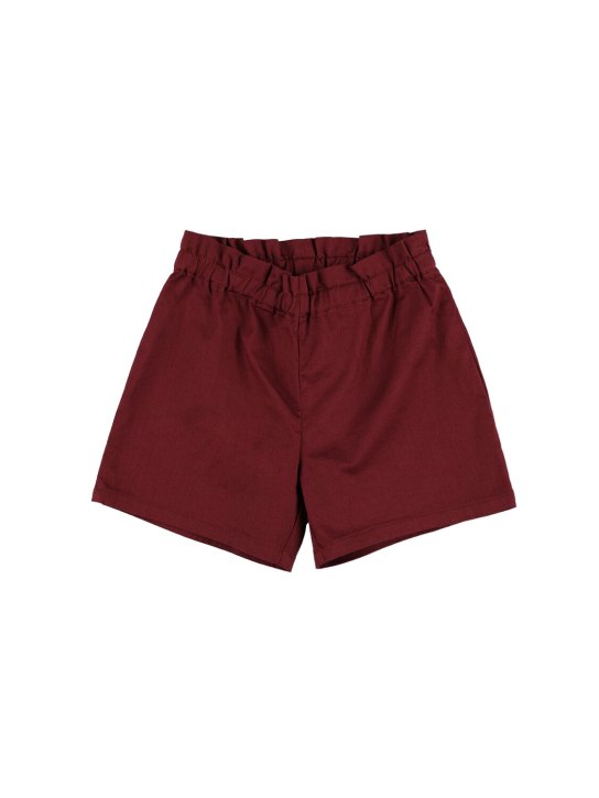 Bonpoint: Shorts in denim di cotone stretch - Bordeaux - kids-girls_0 | Luisa Via Roma