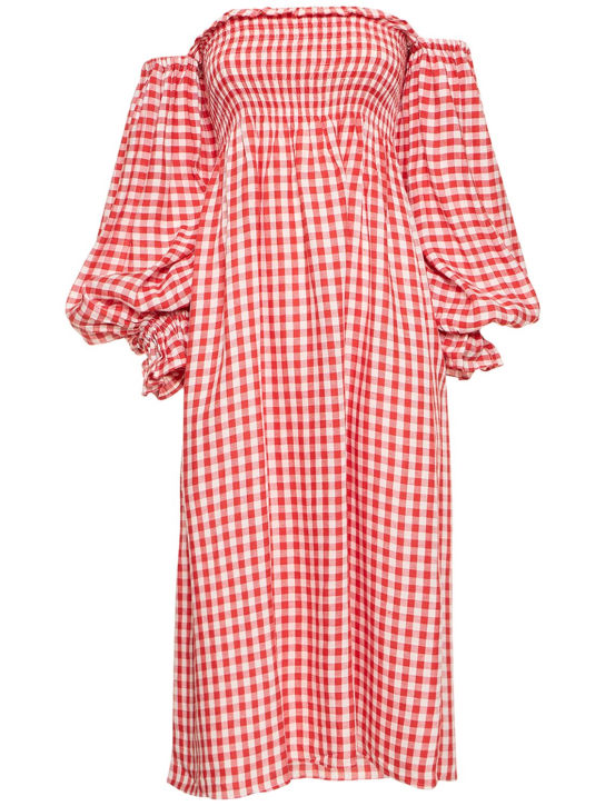 Sleeper: Atlanta linen midi dress - Red/White - women_0 | Luisa Via Roma