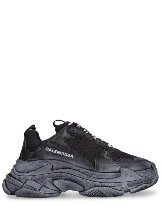 Balenciaga: 60mm Triple S faux leather sneakers - Black - women_0 | Luisa Via Roma