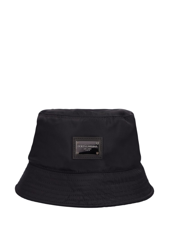 Dolce&Gabbana: Cappello bucket in nylon - Nero - men_0 | Luisa Via Roma