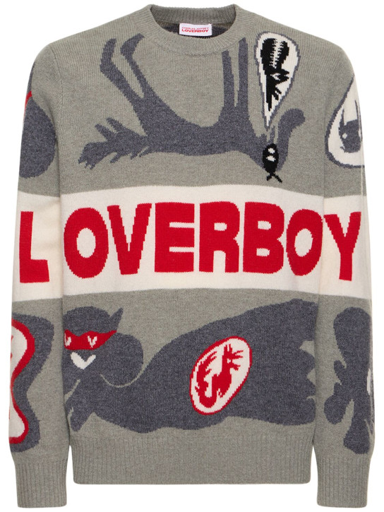 Charles Jeffrey LOVERBOY: Pull-over à logo Loverboy - Gris/Multicolore - men_0 | Luisa Via Roma