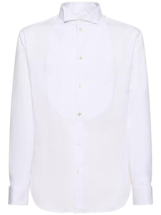 Giorgio Armani: Cotton tuxedo shirt - White - men_0 | Luisa Via Roma