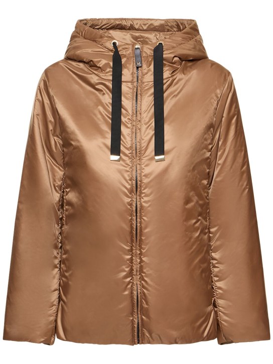 Max Mara: Greenh tech hooded puffer jacket - Caramel - women_0 | Luisa Via Roma
